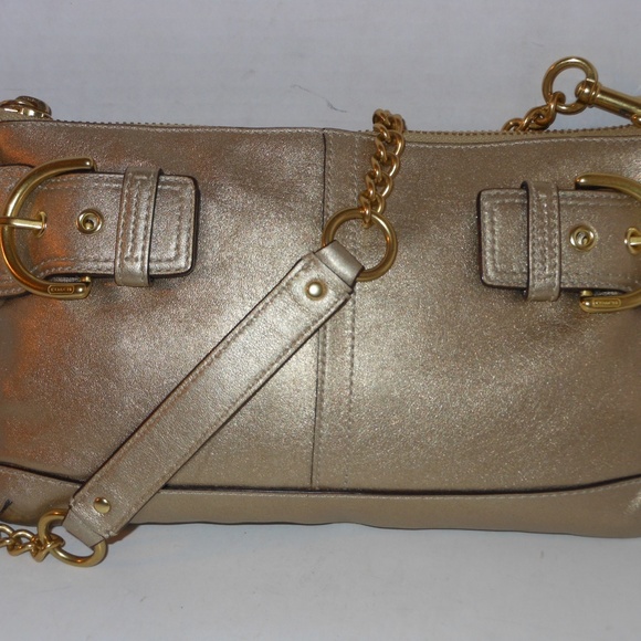 COACH GOLD LEATHER SHOULDER BAG - Picture 2 of 8